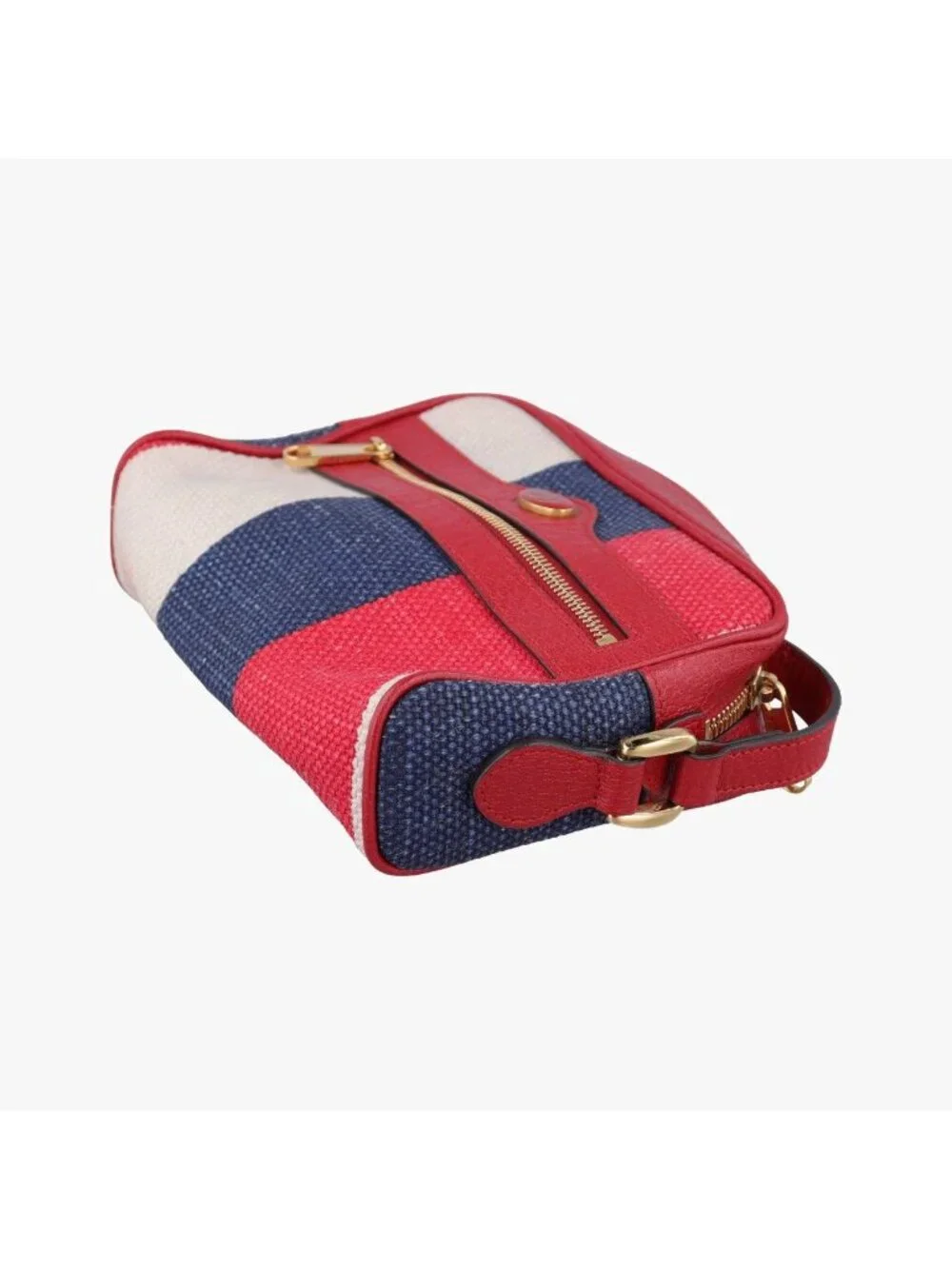 ★SOLD★ Gucci Ophidia Red Navy Ivory Canvas Leather Messenger - Picture 4 of 15